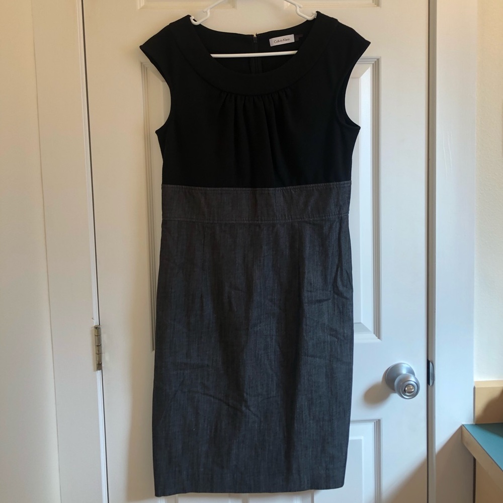 Grey and black colorblock dress